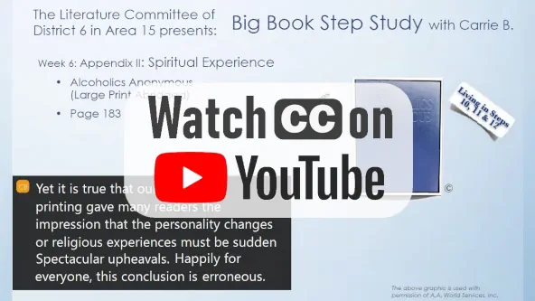 Week 6 Big Book step study link to YouTube video