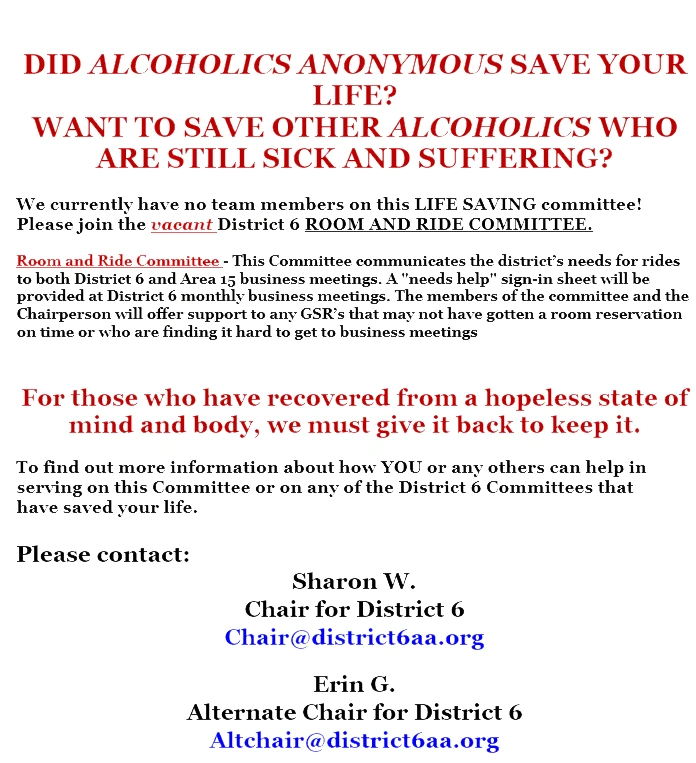 District 6 Vacant Committees 2025